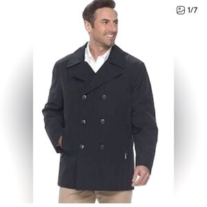 Ralph Lauren Chaps Black Double Breasted Wool Pea Coat. Size Medium.